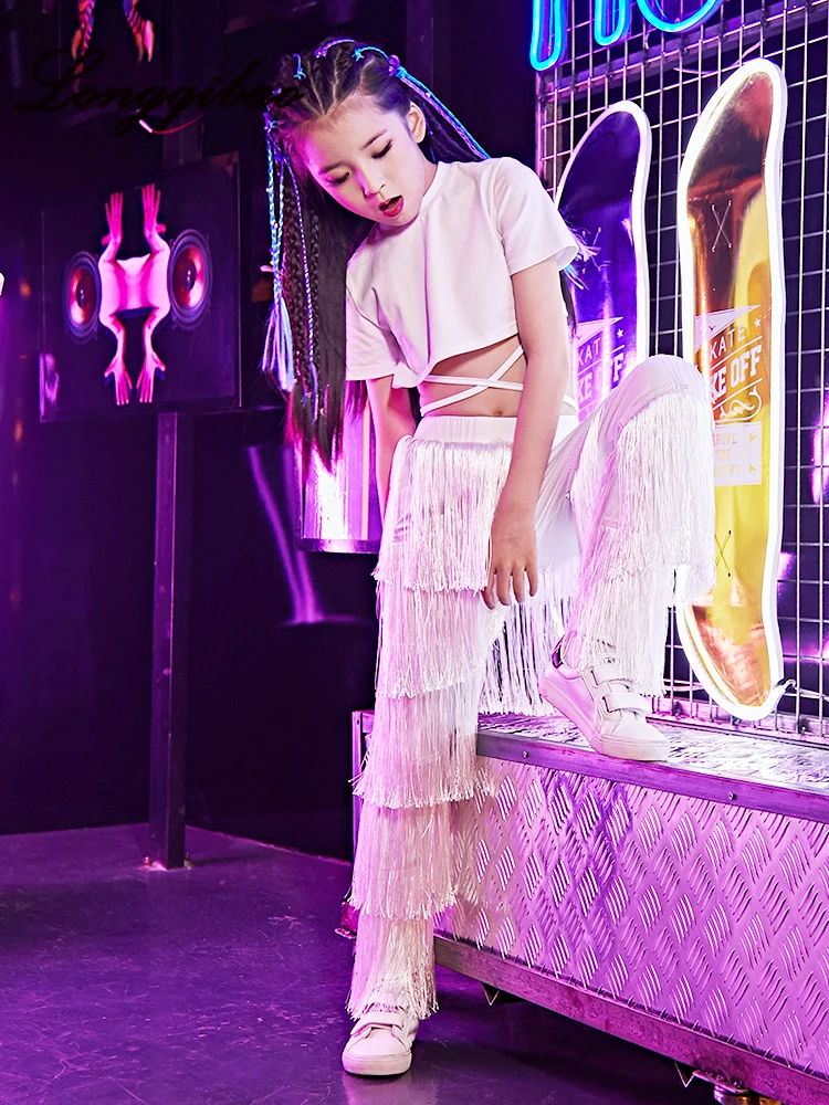 Baby children's jazz clothing hip hop street dance costumes umbilical shirt girls dance model catwalk suit tide girls clothes