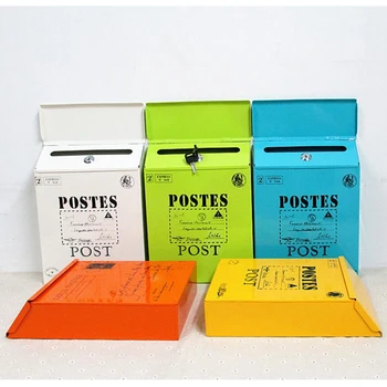 아연 도금 레터 박스 벽걸이 형 우편함, 가정 정원 카페 상점용 잠금 장치 포함, 야외 제안 상자 벽 장식