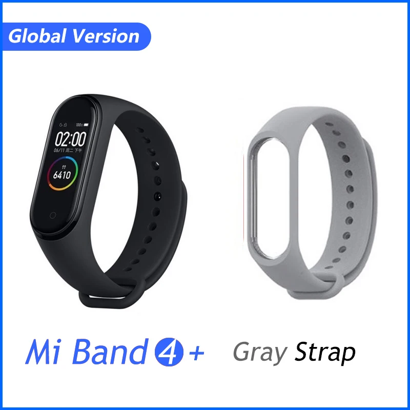 Фирменный Xiaomi mi браслет 4 браслет mi Band 4 фитнес-браслет 3 цвета AMOLED экран музыкальный контроль Smartband - Цвет: GB Gray Strap