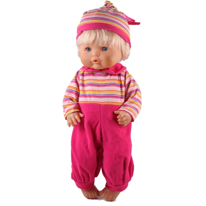 Одежда для кукол 41 см Nenuco кукла Nenuco y su Hermanita Ropa Nenuco Сердце Медведь розовый комбинезон с шапкой для 16 дюймов Nenuco - Цвет: red stripe jumpsuit