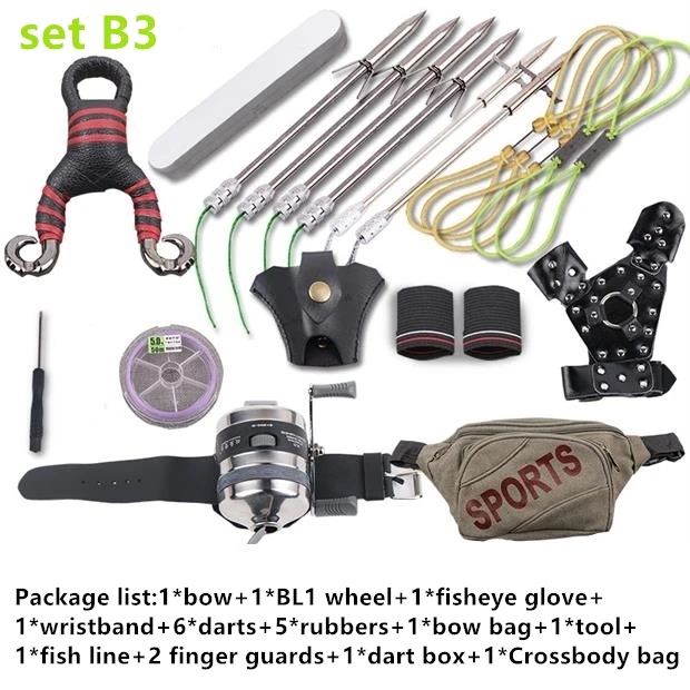 

High Velocity For Fishing And Hunting Slingshot Shooting Catapult Fishing Fish Darts Bolt Outdoor Tools Slingshot combination