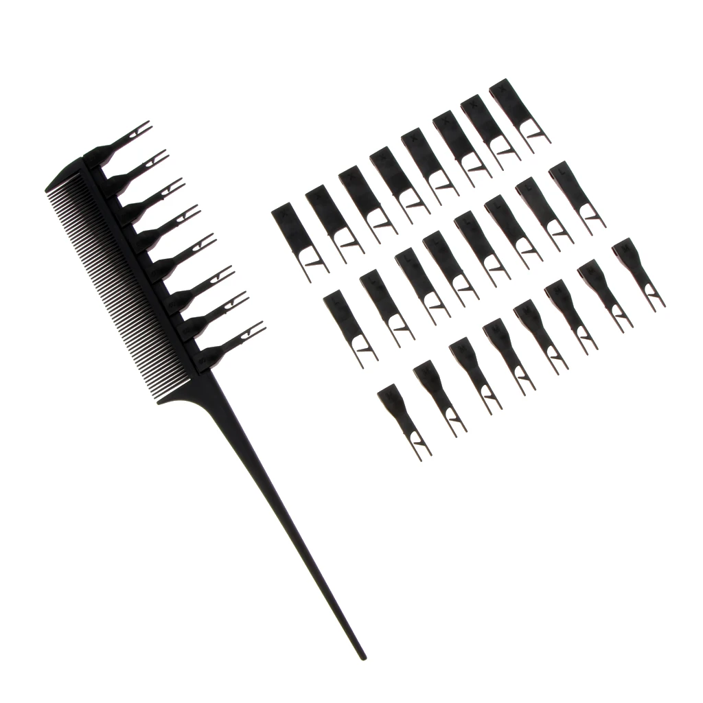 Salon Professional Weaver Highlighting Foiling Hair Comb Coloring Dye Brush with Different Size Replacement Hooks Set