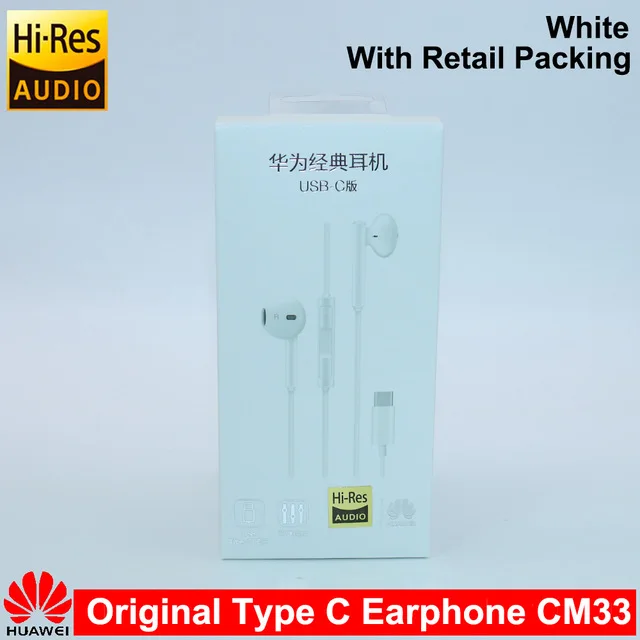 riginal Huawei Classi Earphone CM33 Type C Earphone With Mic Volume Control For Mate 10 Pro P20 Por P30 P30 Pro XIAOMI MI 9 MIX2 