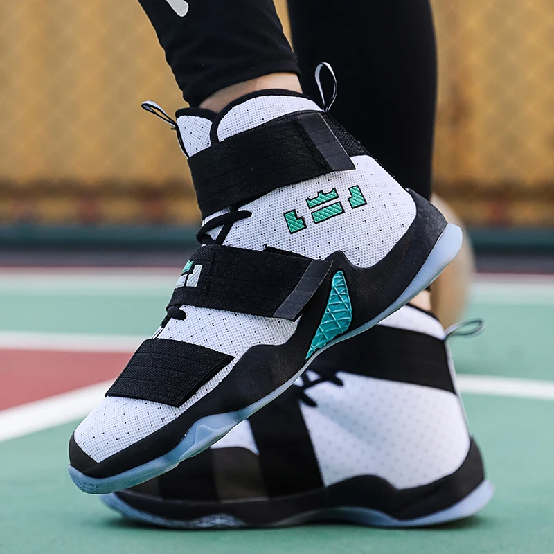 

New Lebron James High Top Basketball Shoes Men Sport Sneakers Mens Breathable Air Zoom Cushion Hook Loop Male Shoes Unisex