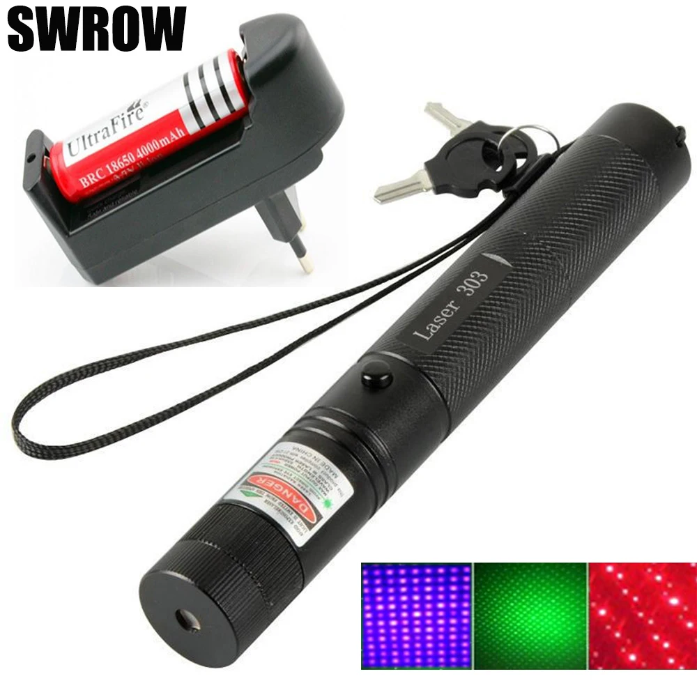 532nm high power green laser 303 pointer indicator ultra long radiation distance 18650 battery charger combination | Спорт и