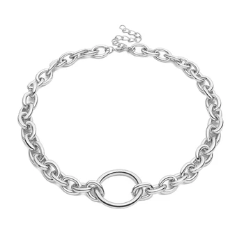 

Gothic Chain Choker Necklace Circle Rock Statement Necklace For Women Goth Jewelry Vintage Women'S Necklace Fashion Jewelry
