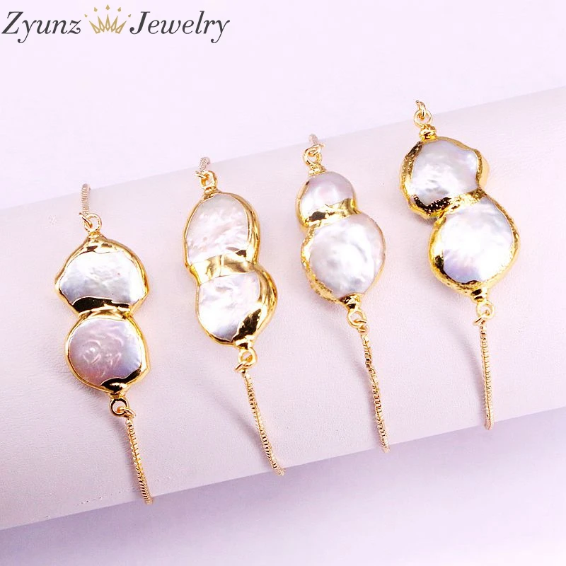 10 шт., золотой цвет Frehwater жемчужный соединитель звено цепи браслет женские ювелирные изделия