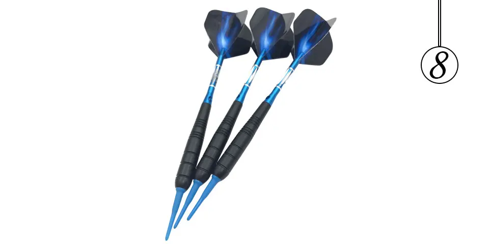 Easytoday 3Pcsset Darts Electronic Professional Competition Supplies Blue Soft Tip Metal Barrel Aluminum Darts Shafts Flights (8)