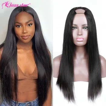 

Straight Hair Wig U Part Wig Human Hair Glueless Human Hair Wigs for Women Brazilian Wig Non-Remy Hair Jazz Star Free Shipping