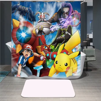 

Popular Cartoon Pikachu 3D Print Pokemon Shower Curtain Polyester Fabric Bathroom Curtain Waterproof Hook Bath Curtain 01