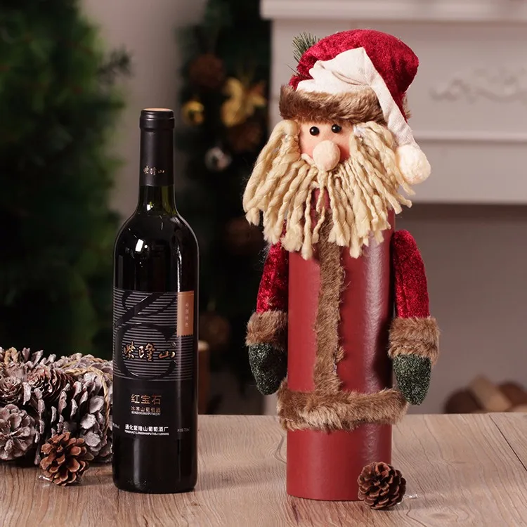 santa claus Рождественские украшения Санта Клаус Снеговик Сумки Рождество крышка бутылки вина одежда ремесло орнамент для дома Arbol De Navidad подарочная коробка - Цвет: santa claus