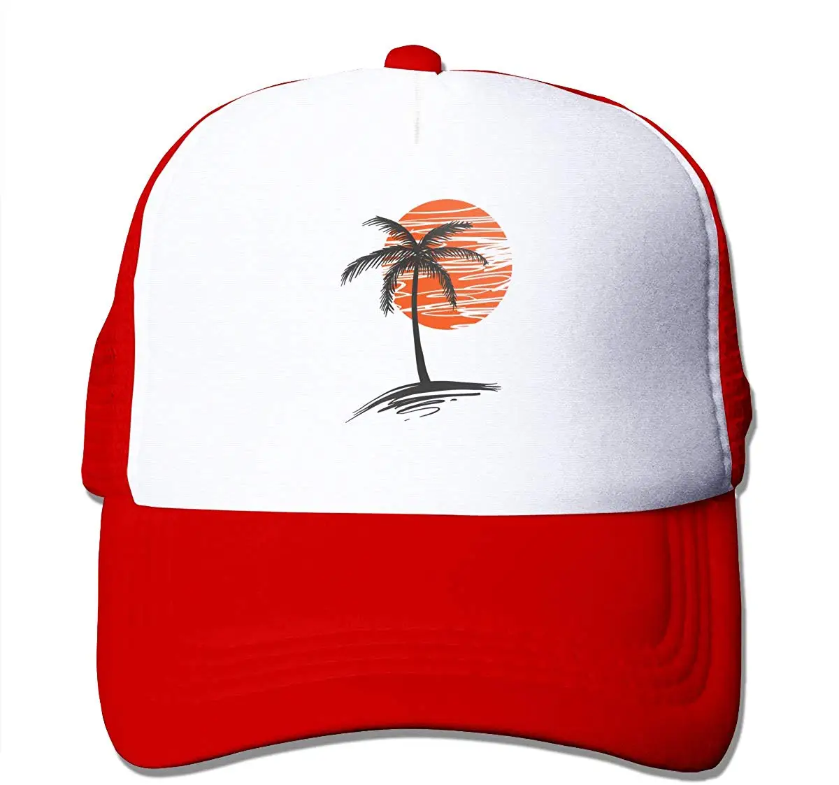 Мужская Регулируемая сетчатая Кепка с изображением пальмы и заката, модная задняя Кепка