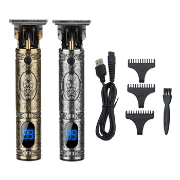 

LCD Display Hair Clipper Hair-Trimmer USB Rechargeable Cordless Shaver Professional T-Blade Hair Cutting Machine Haircut Trimmer