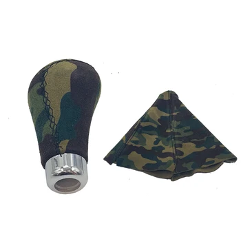 

Car Suede Leather Manual Gear Stick Shift Knob Cover Boot Waterproof Racing Camouflage Gear Shift Collars