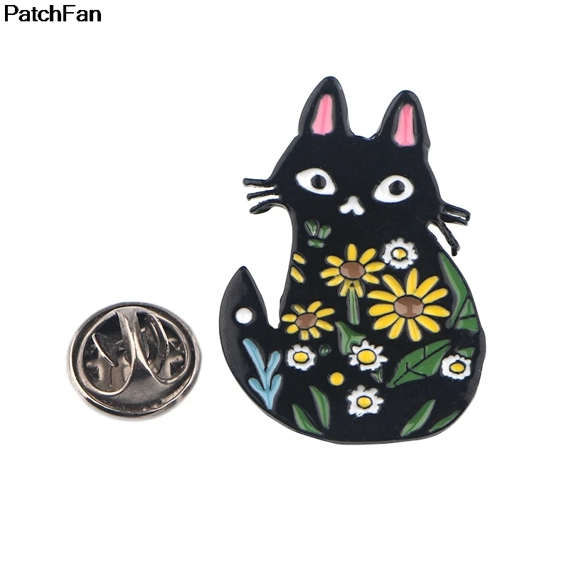 20 шт./лот Patchfan милый цветок Кот цинк галстук мультфильм булавки броши для рюкзака, одежды для женщин шляпа Декоративные значки медали A2490