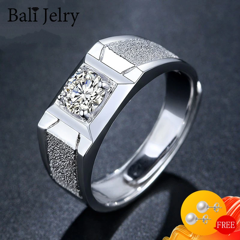 

HuiSept Men Rings Silver 925 Jewelry with Zircon Gemstones Open Finger Ring for Wedding Engagement Gift 2020 Trendy Accessories