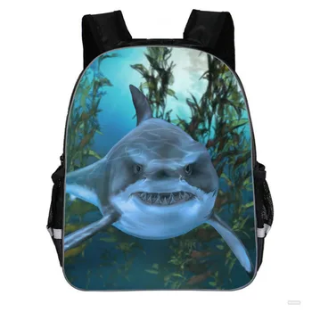 

New Blue Underwater Dolphin Shark School Bags Printing Kids 3D Animal Schoolbag Fashion Teenagers Backpack Girls Boys Schoolbag