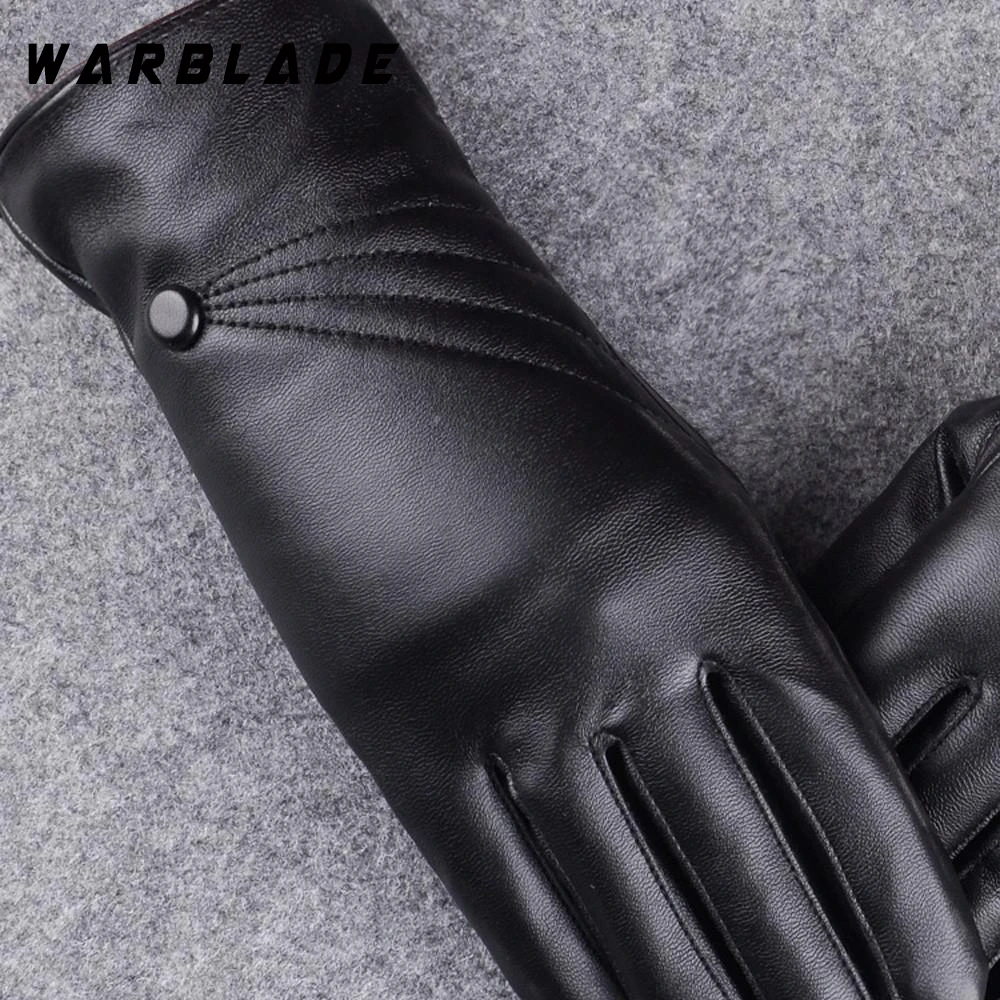 WarBLade Новые популярные женские теплые толстые зимние перчатки элегантные кожаные брендовые варежки для девочек размер с кроличьим мехом женские перчатки