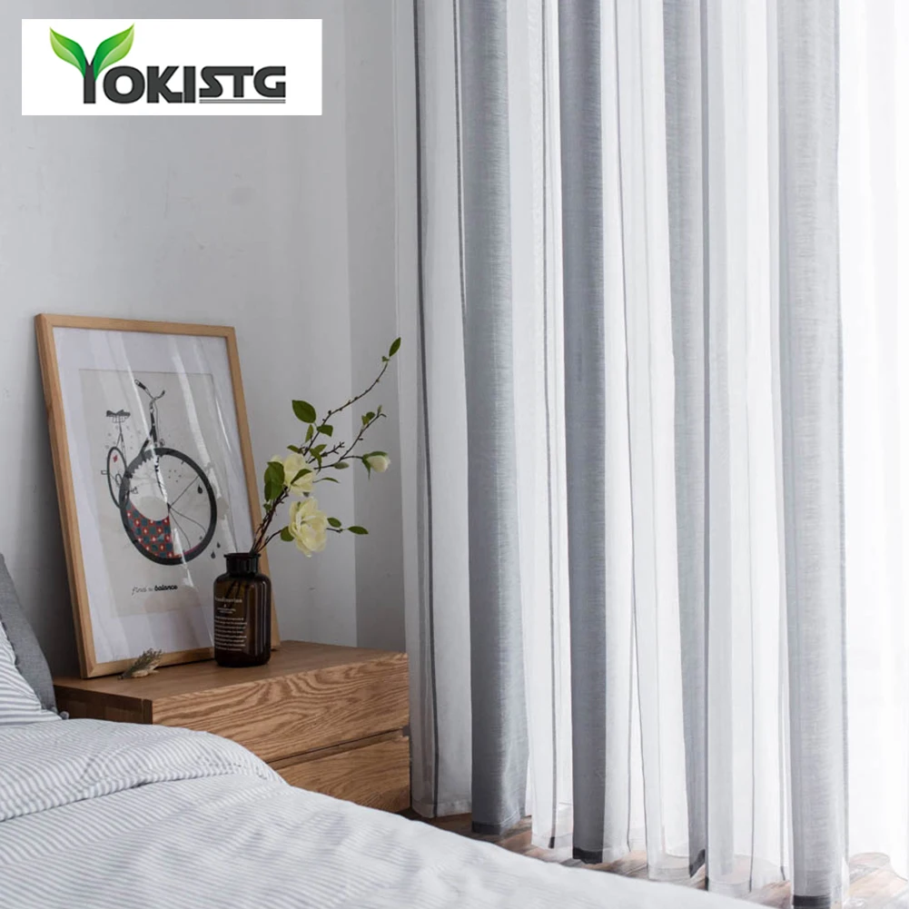 YokiSTG отвесные занавески в полоску, вуаль, занавески для кухни, для спальни, гостиной, для дома, декоративные тюлевые занавески