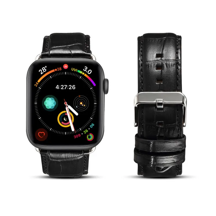 Pro jablko iwatch kůže pás originální kůže hodinky řemen pro jablko hodinky 1/2/3/4 krokodýl střih kůže pás pro iwatch