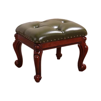 

European home living room solid wood leather sofa stool change shoes stool coffee table stool small board Deng