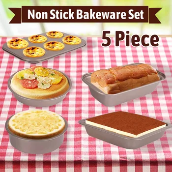 

5Pcs/Set Non Stick Loaf Pan Cake Pan Carbon Steel Bakeware Bread Cake Mold DIY Toast Cake Muffin Making Tool Baking Pan Tray