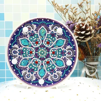 

New Arrival Mandala Pattern Diamond Lamp Shinny Round Special Shaped Night-light Diamond Mosaic Embroidery Cross Stitch ZXD065