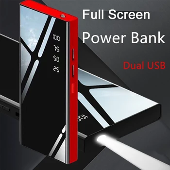 

Full Screen Power Bank Waterproof 20000mAh External Battery Powerbank LED LCD Slim Portable Charger