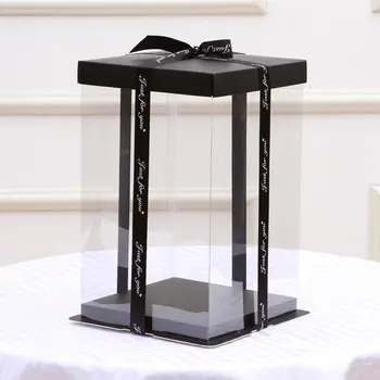 

Empty Gift Box for Artificial Teddy Bear Rose Flower Gifts Box Transparent Clear Gift Candy Box Square PVC Chocolate Bags Boxes