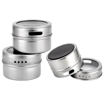 

8 Pcs /12 Pcs Magnetic Spice Tins Stainless Steel Spice Jar Se Pepper Shakers Salt Pepper Set Seasoning Sprays