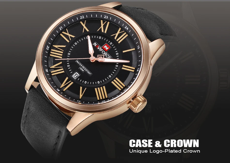 NAVIFORCE Brand Watches Men Fashion Analog Quartz Clock Man Leather Sport Watch Waterproof Gold Wristwatches Relogio Masculino