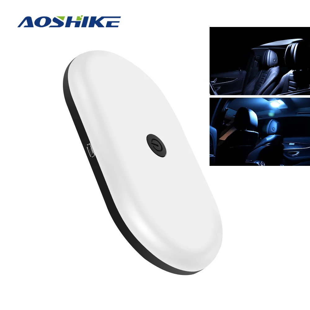 AOSHIKE, 1 шт., универсальный, USB, перезаряжаемый, яркий, белый, светодиодный, автомобильный, для чтения, светильник, для Скалки, на крыше, магнитный, светодиодный, для стайлинга автомобиля, ночной