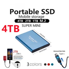 Disque dur externe Portable SSD de Type C, en alliage d'aluminium, résistant aux chocs, vitesse de Transmission, 4 to/2 to