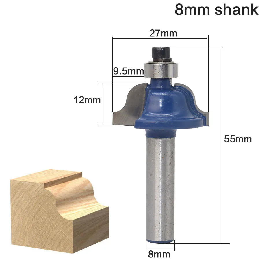 

1pcs 8mm Shank Milling Cutter Woodwork Roman Ogee Edging And Molding Router Bit - Small - 8" Shank For Woodworking Tools