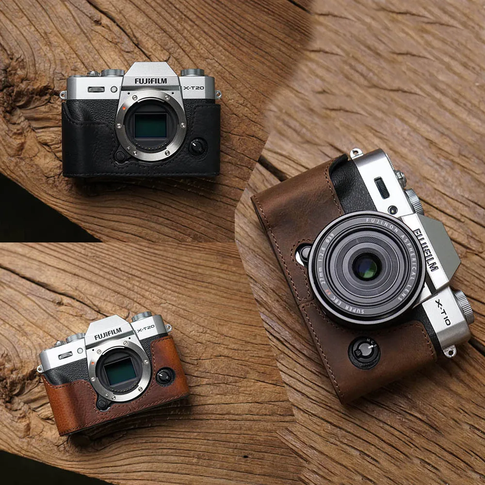 AYdgcam ручной работы из натуральной кожи чехол для камеры Fuji Fujifilm XT10 XT20 XT30 видео половина сумка Ретро Винтаж нижний чехол