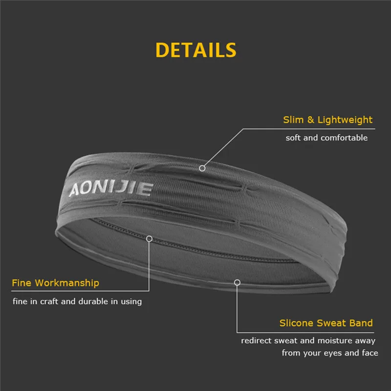 Aonijie Йога тренировочный зажим нескользящий Sweatband повязка на запястье мягкий эластичный бандана Для Бега Спортзала фитнеса повязки E4086