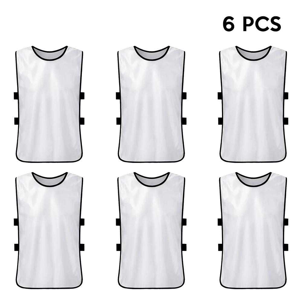 6 шт. взрослый футбол Pinnies быстросохнущие футбольные майки спортивные Scrimmage практика спортивный жилет командные тренировочные нагрудники - Цвет: White