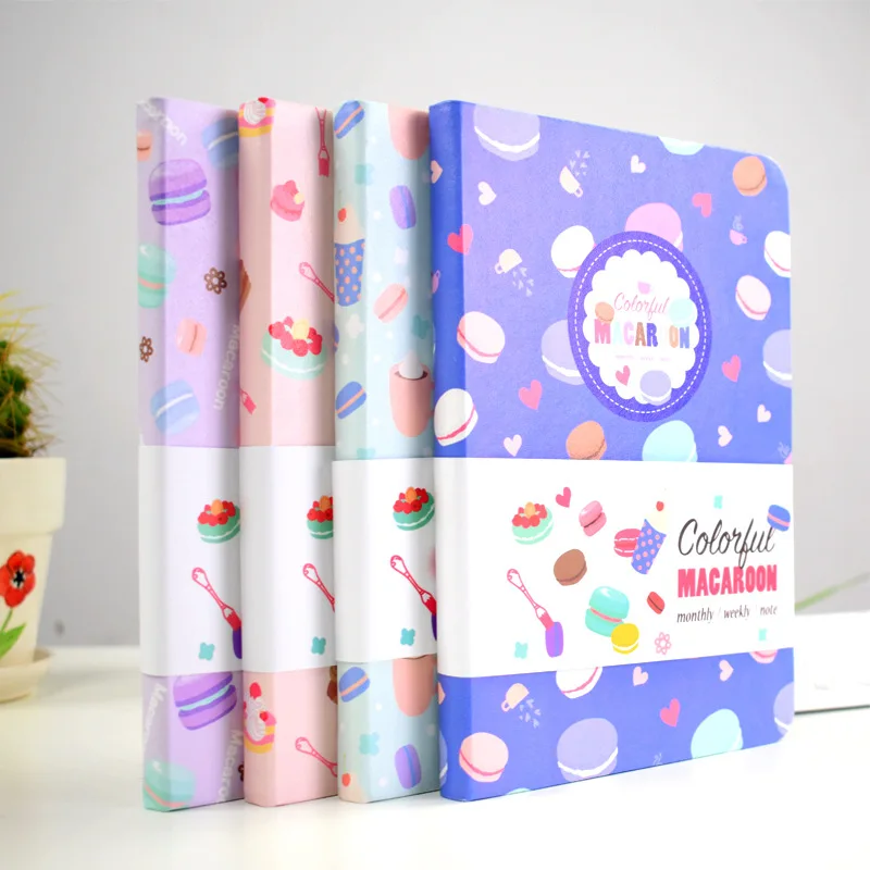 

"Macaroon" Cute Hard Cover Any Date Monthly Weekly Planner Agenda Journal Diary Free Note