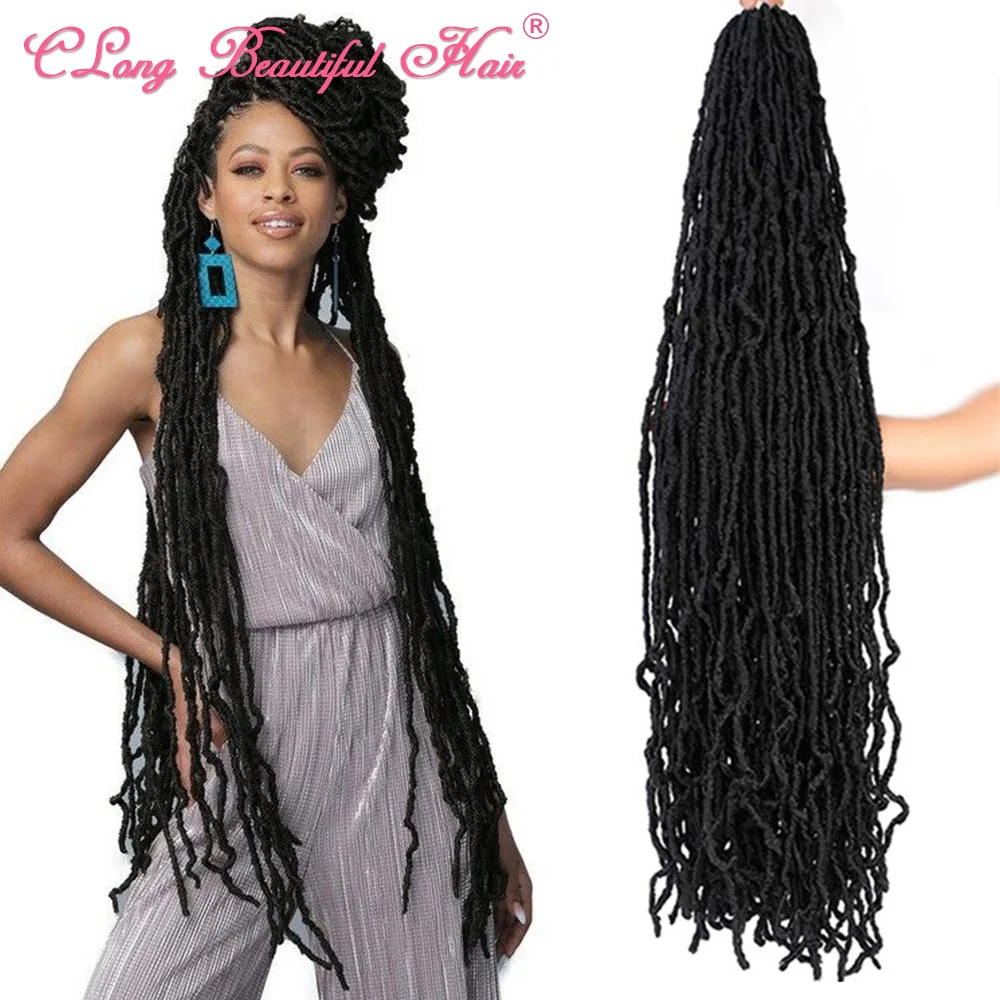 CLong Nu Locs-extensiones de pelo de ganchillo para mujeres negras, pelo sintético suave, diosa trenzada, rastas, 36, 24 y 18 pulgadas