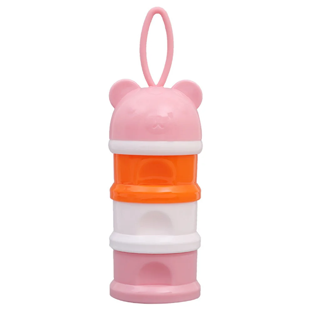 Bear Pink 3-Слои Портативный стекируемые Детские дозатор сухого молока контейнер для хранения Чехол “бутылка” для домашнего путешествия мероприятий на свежем воздухе - Цвет: Bear Pink