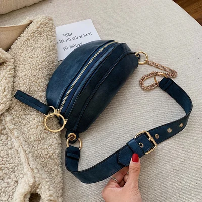 blue DORANMI Роскошная брендовая дизайнерская поясная сумка, новинка, сумка через плечо на цепочке, женская кожаная поясная сумка, винтажная сумка Nerka BG178 - Цвет: blue