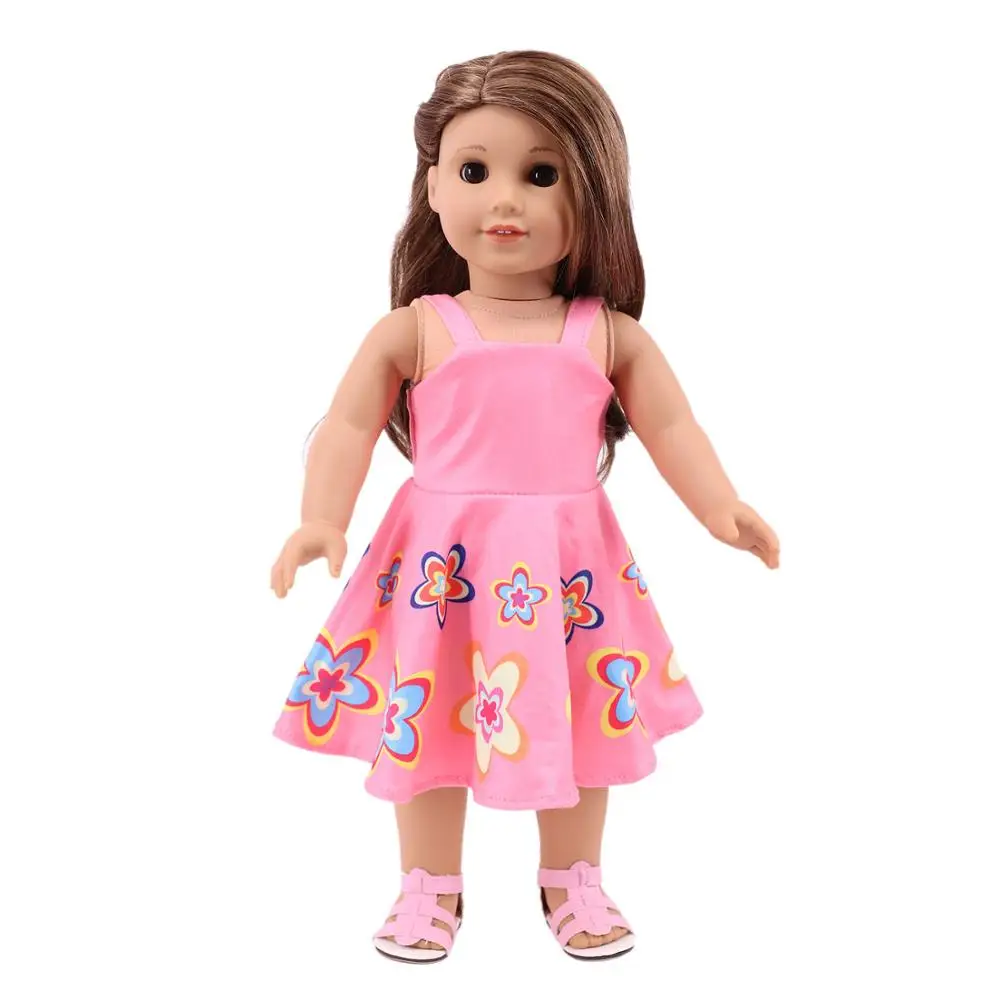 For 18 Inch American Doll Girls & 43 Cm New Born Baby Items,Doll Dress T-shirt + Jeans/Dress,Dolls Accessories For Clothes,Shoes 7