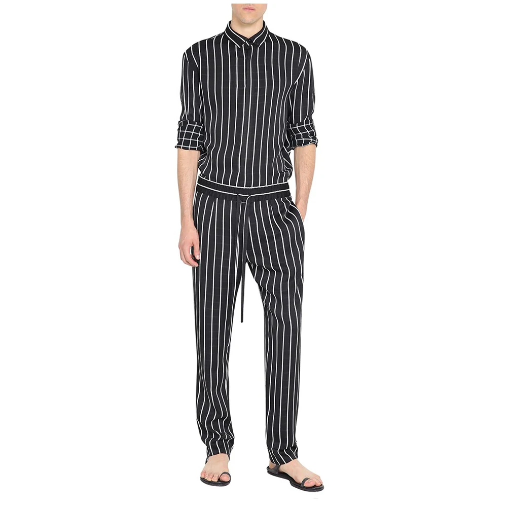 Весна и осень новая Корейская версия прилива мужчин вертикальные полосы Комбинезон рабочие комбинезон большой размер Комбинезон Эластичный wais - Цвет: Черный