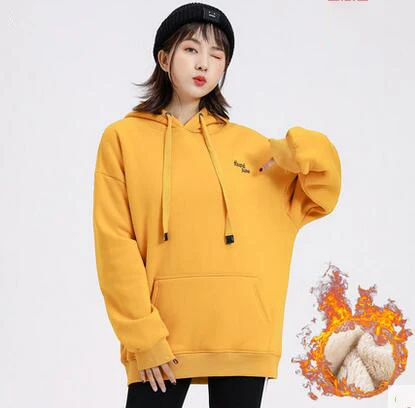 Yellow A Свитшоты модные женские пуловеры плотные розовые фиолетовые топы Свободные толстовки с длинными рукавами женские осенне-зимние пальто укороченный топ с капюшоном - Цвет: Yellow A