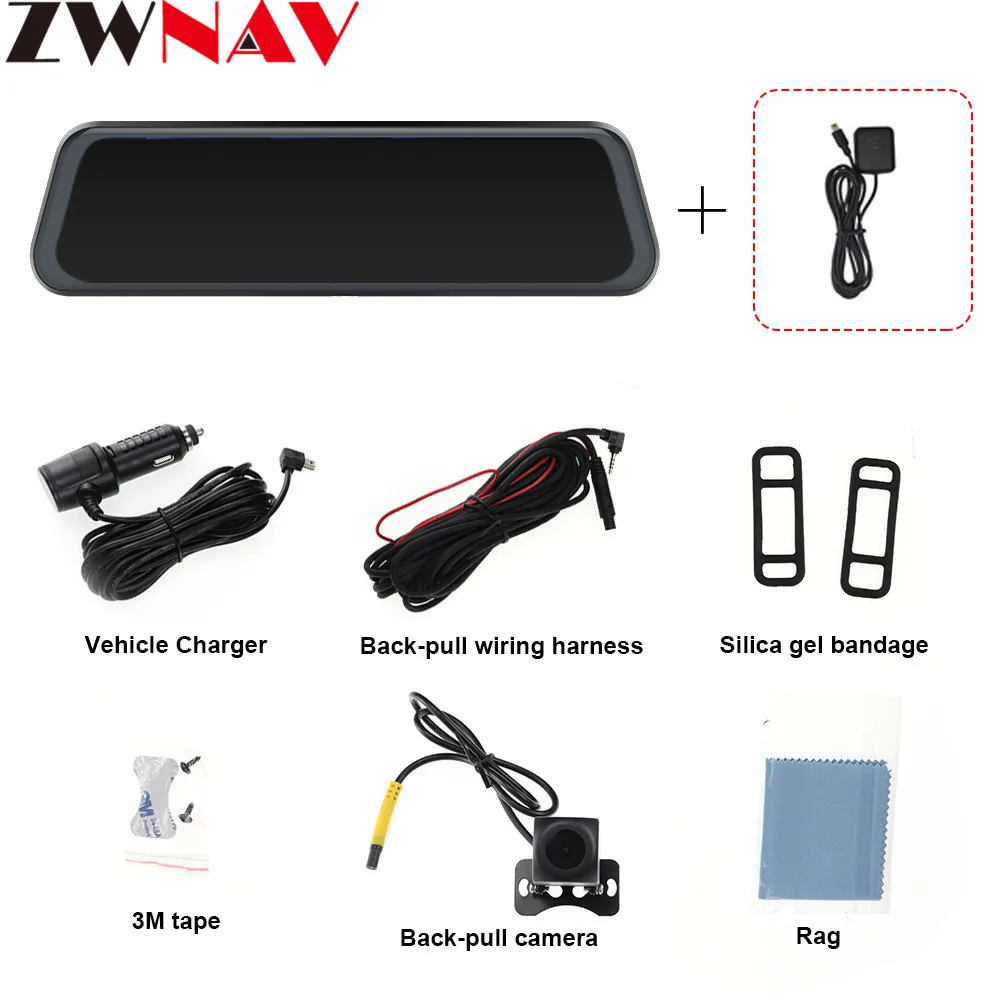 1" поток Медиа android зеркало автомобиля зеркало заднего вида Dash Cam FHD 1080P супер ночного видения сенсорный видеорегистратор камера с ADAS gps NAVI - Название цвета: Белый