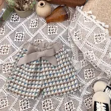 Новинка года,, клетчатые шорты для девочек модные осенне-зимние шорты с бантом для девочек от 2 до 7 лет, HH478