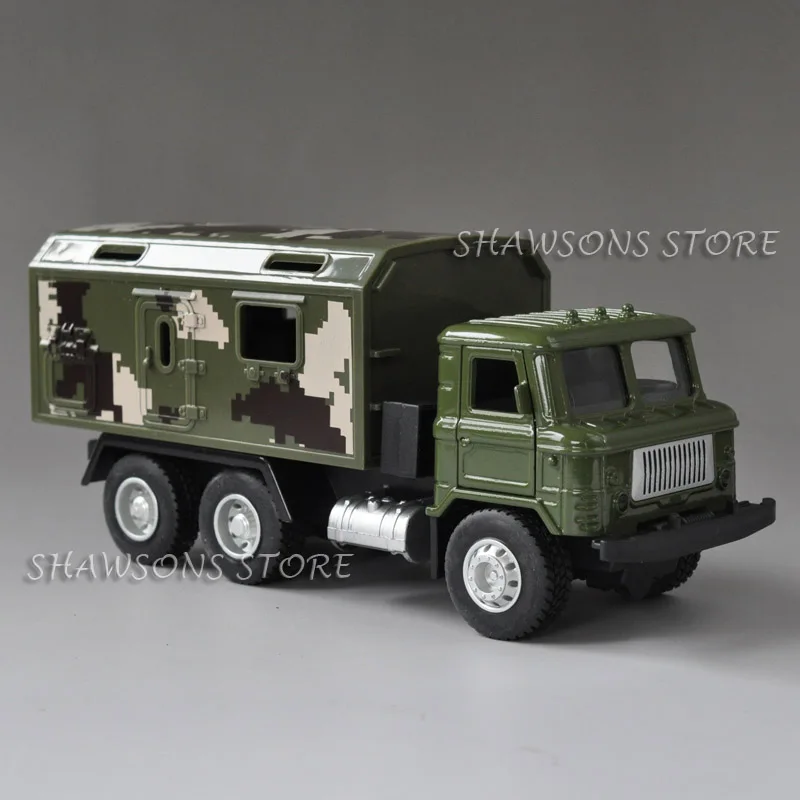 1:43 Масштаб литой военная модель игрушка советский GAZ-66 грузовых автомобилей вытяните назад автомобиль миниатюрная копия w/звук и светильник