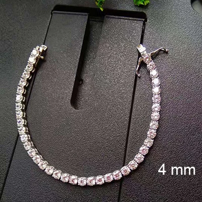 925 sterling silver Браслет 17,5 см из чистого серебра 925 пробы, ювелирные изделия 4 мм, 5A CZ, вечный подарок для жены, Настоящее серебро, теннисные браслеты - Цвет камня: 925 sterling silver