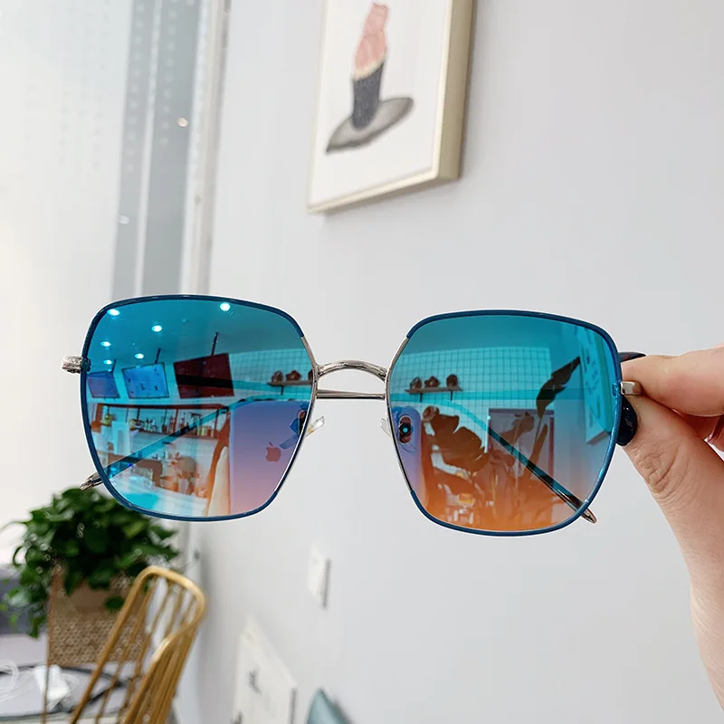 VWKTUUN, трендовые солнцезащитные очки для женщин и мужчин, квадратная большая оправа, очки с уф400 точками, винтажные металлические солнцезащитные очки, зеркальные оттенки, солнцезащитные очки для водителя