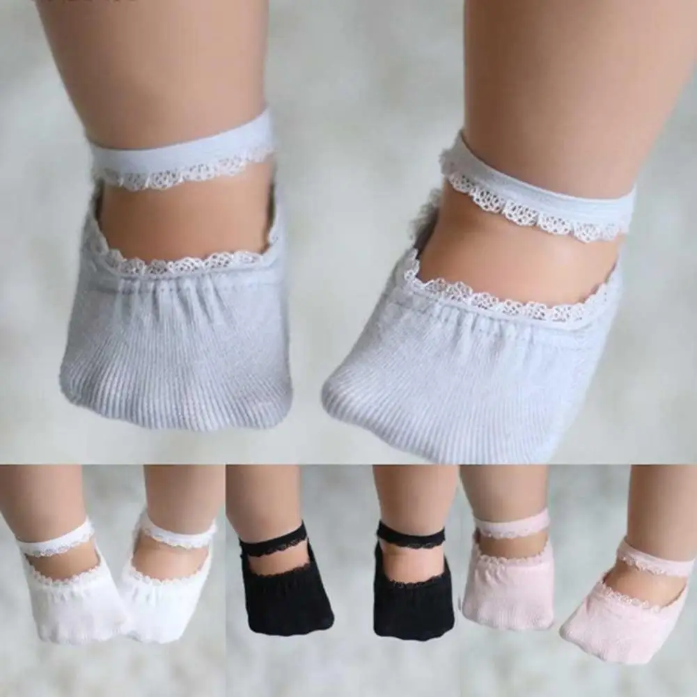 

Infant Baby Girl Summer Cute Lace Non-slip Ankle Strap Soft Cotton Boat Socks